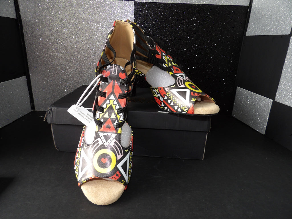 DANCE AND SWAY Heel- Black, Red, Yellow (US 9.5W)