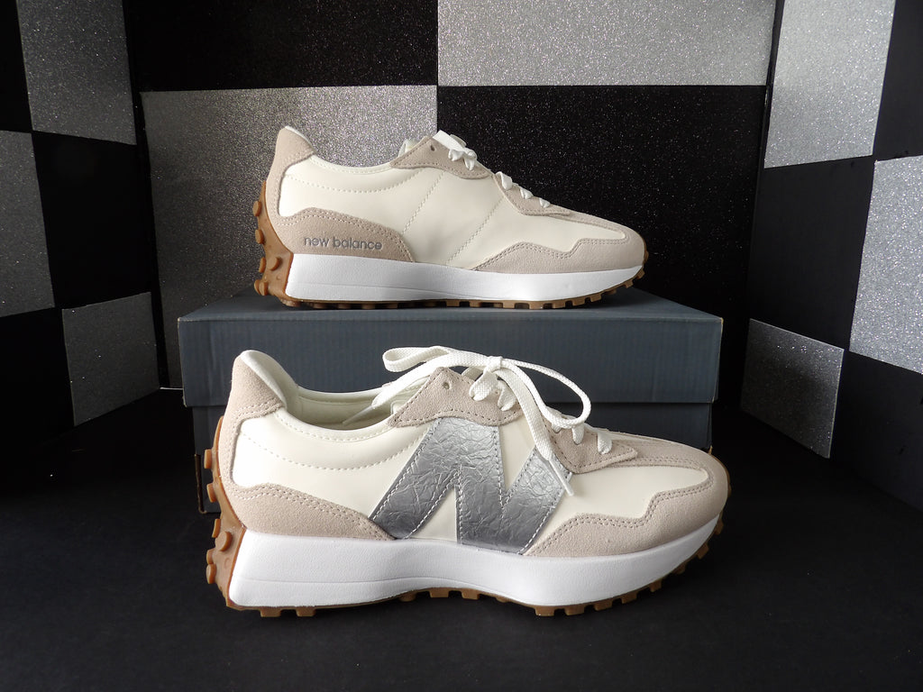New Balance 327 - Cream/Silver (Size US Women's 10)