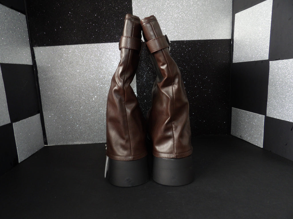 Mid-Calf Lug Sole Dress Boots - Brown (Size US Women's 7)