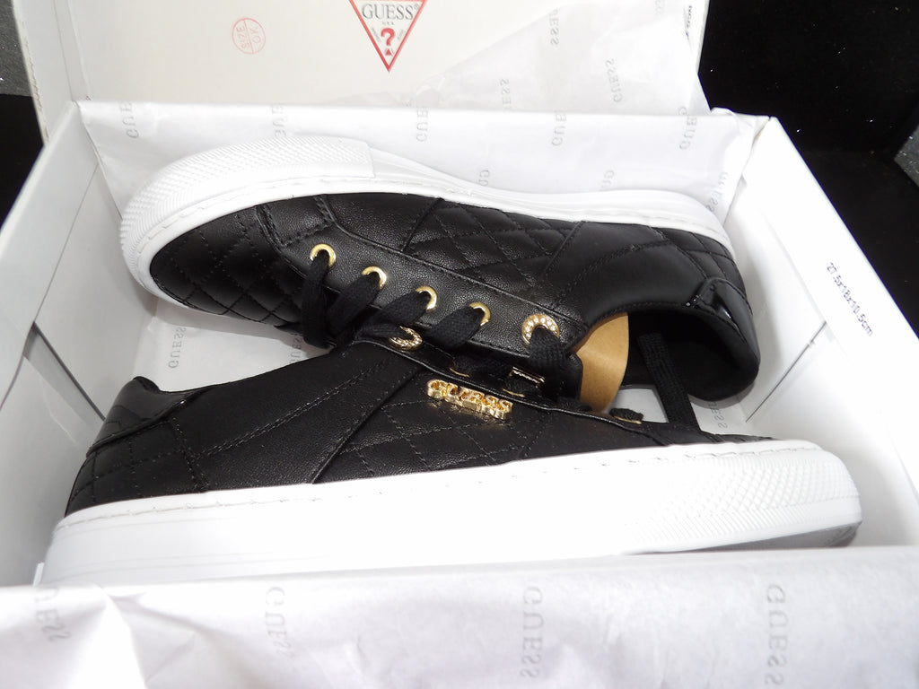 GUESS Loven Quilted Sneakers - Black/White (Size US Women's 7)