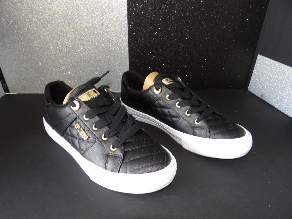 GUESS Loven Quilted Sneakers - Black/White (Size US Women's 7)