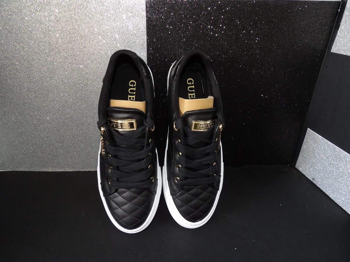 GUESS Loven Quilted Sneakers - Black/White (Size US Women's 7)