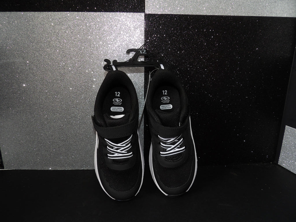 Athletic Works Toddler Girls Athletic Sneakers - Black/White (Size US Toddler 12)