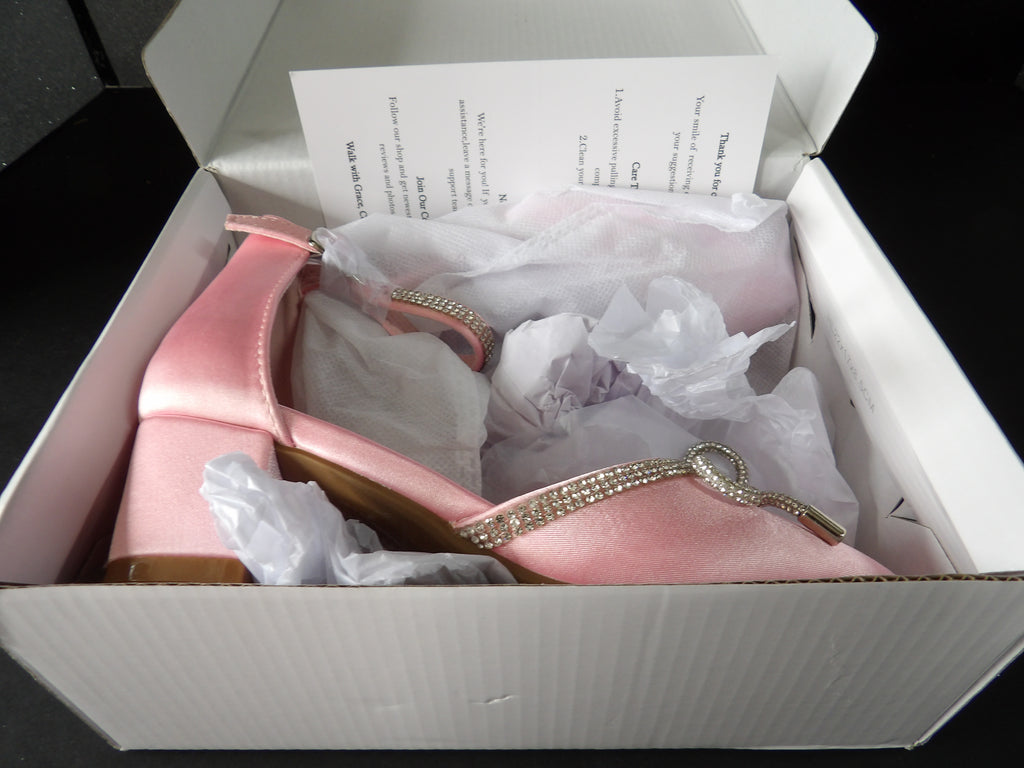 Laura Mosa Girls Dress Heels - Pink Rhinestone Bow (Size US Girls 12)