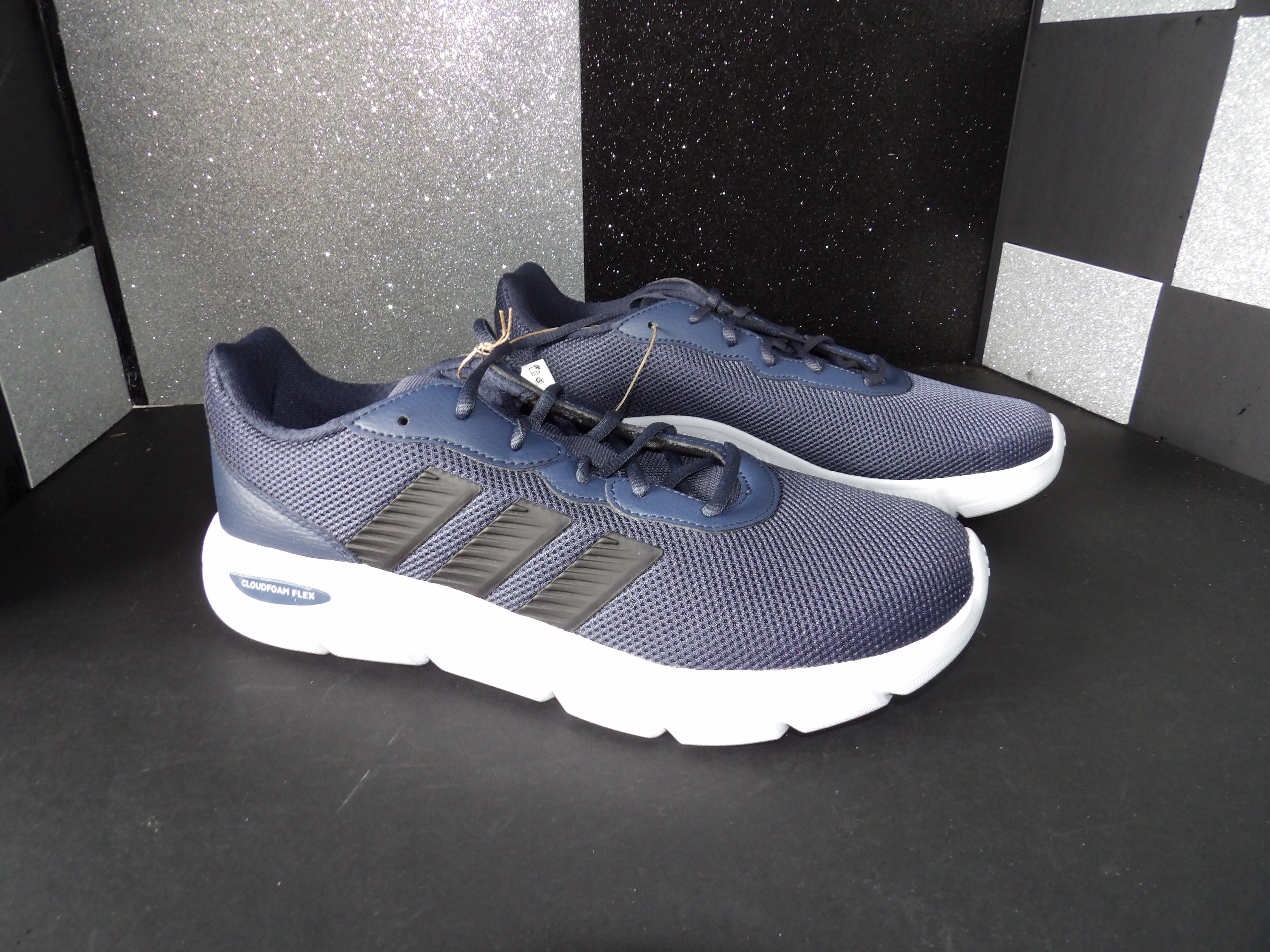 Adidas Cloudfoam Flex Running Shoes - Navy/White (Size US Men's 10)