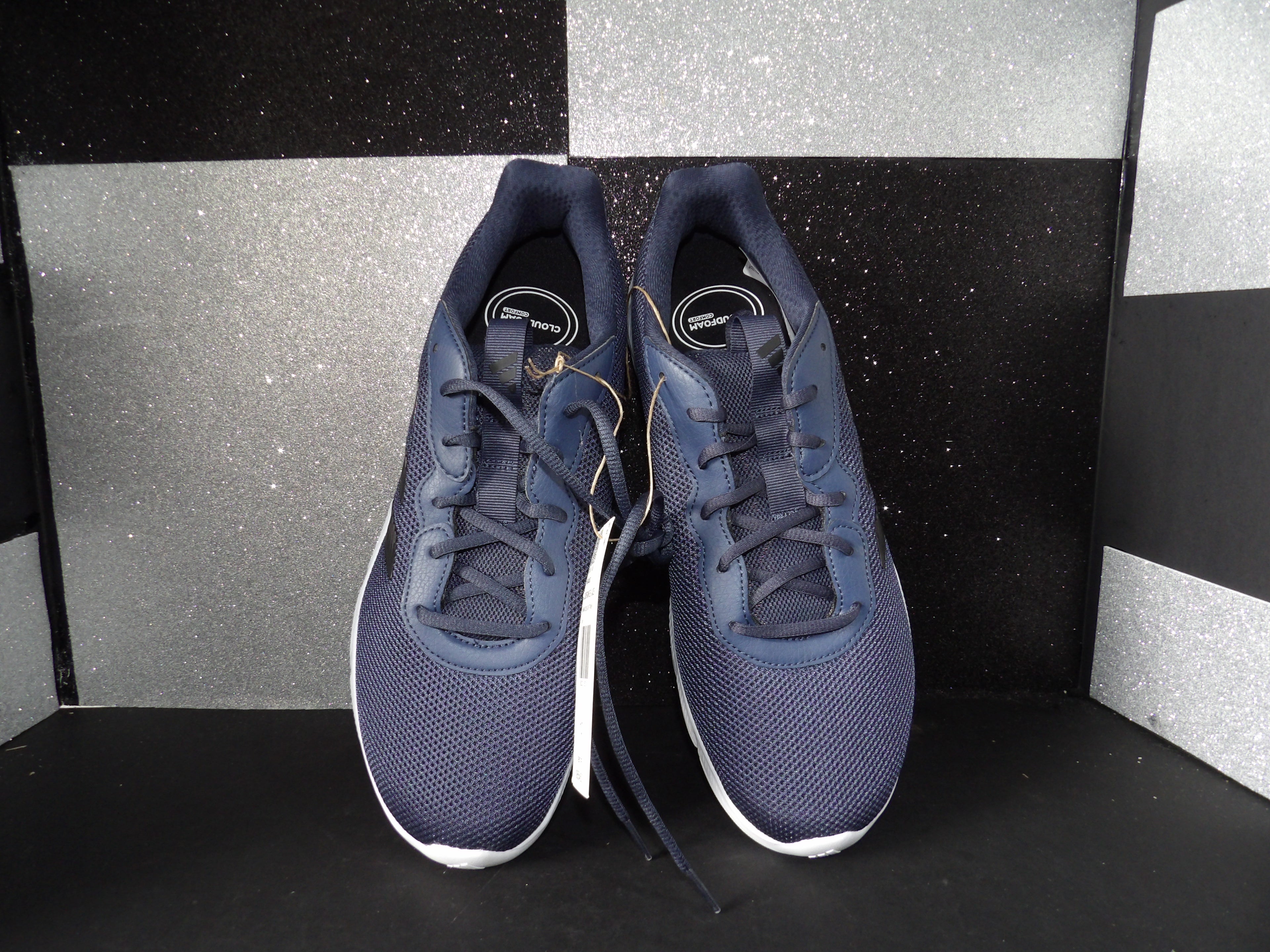 Adidas Cloudfoam Flex Running Shoes - Navy/White (Size US Men's 10)