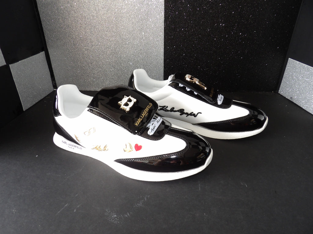 Karl Lagerfeld Minbia Pins Lace-Up Sneakers - Black/White (Size US Women's 10)