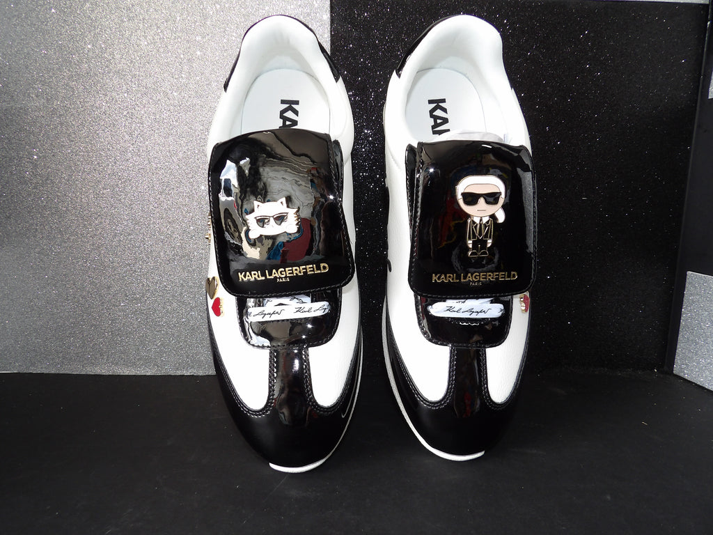Karl Lagerfeld Minbia Pins Lace-Up Sneakers - Black/White (Size US Women's 10)
