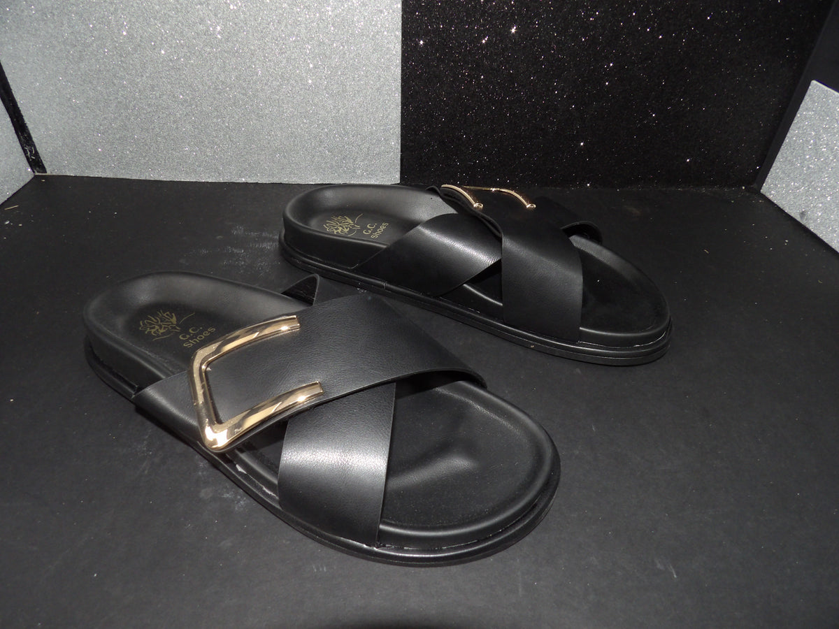 Good Choice Shoes Weekend Comfort Slide Sandals - Black (Size US Women's 8.5)