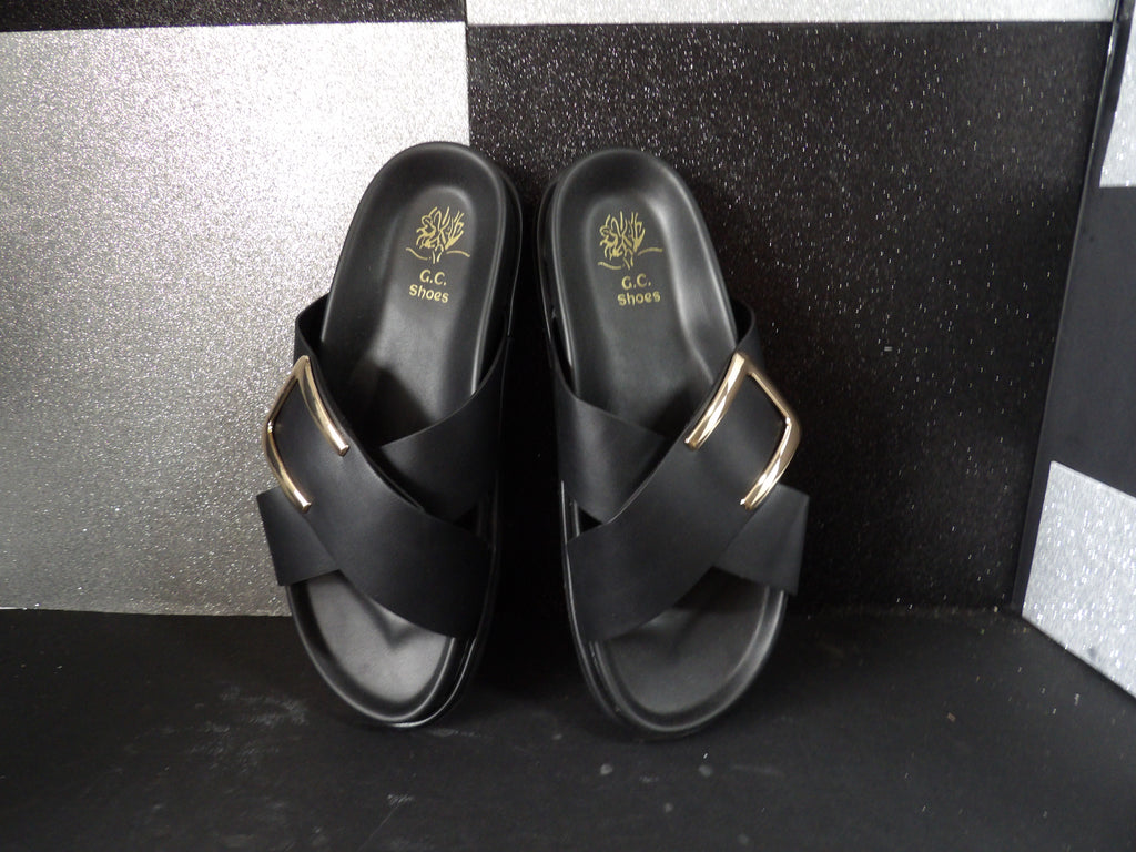 Good Choice Shoes Weekend Comfort Slide Sandals - Black (Size US Women's 8.5)
