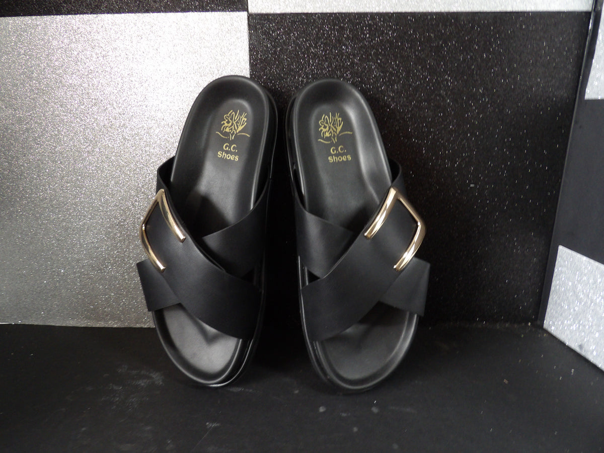 Good Choice Shoes Weekend Comfort Slide Sandals - Black (Size US Women's 8.5)
