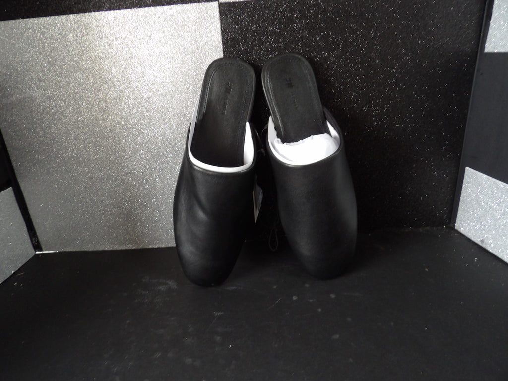 H&M Premium Selection Leather Mule Flats - Black (Size US Women's 7)