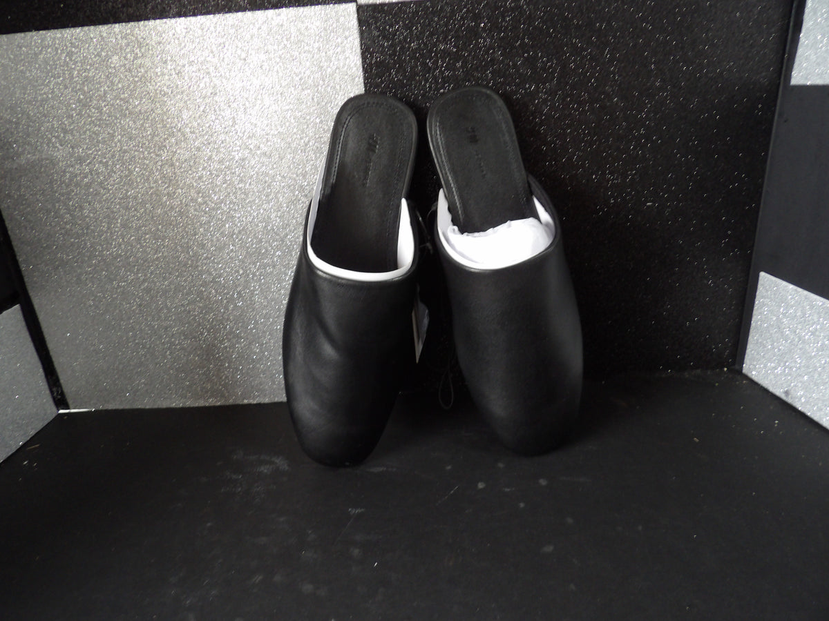 H&M Premium Selection Leather Mule Flats - Black (Size US Women's 7)