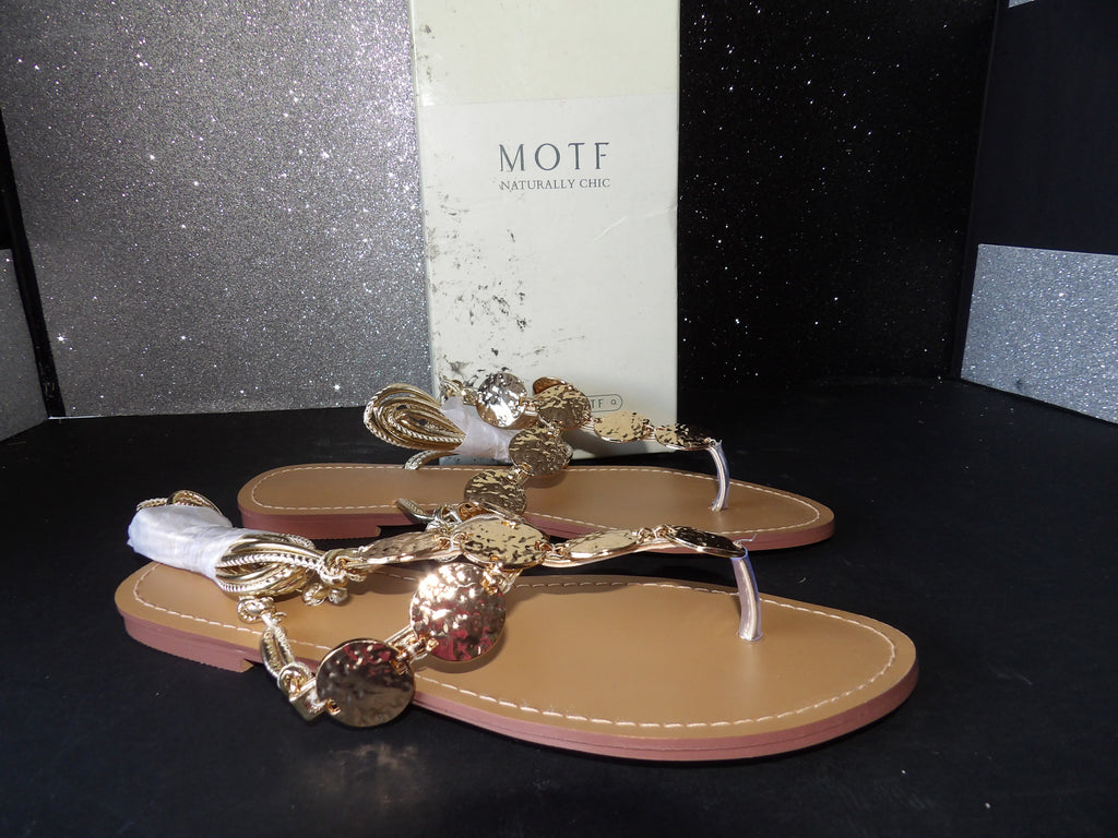 MOTF Naturally Chic Metallic Disc Lace-Up Sandals - Gold (Size US Women's 7)