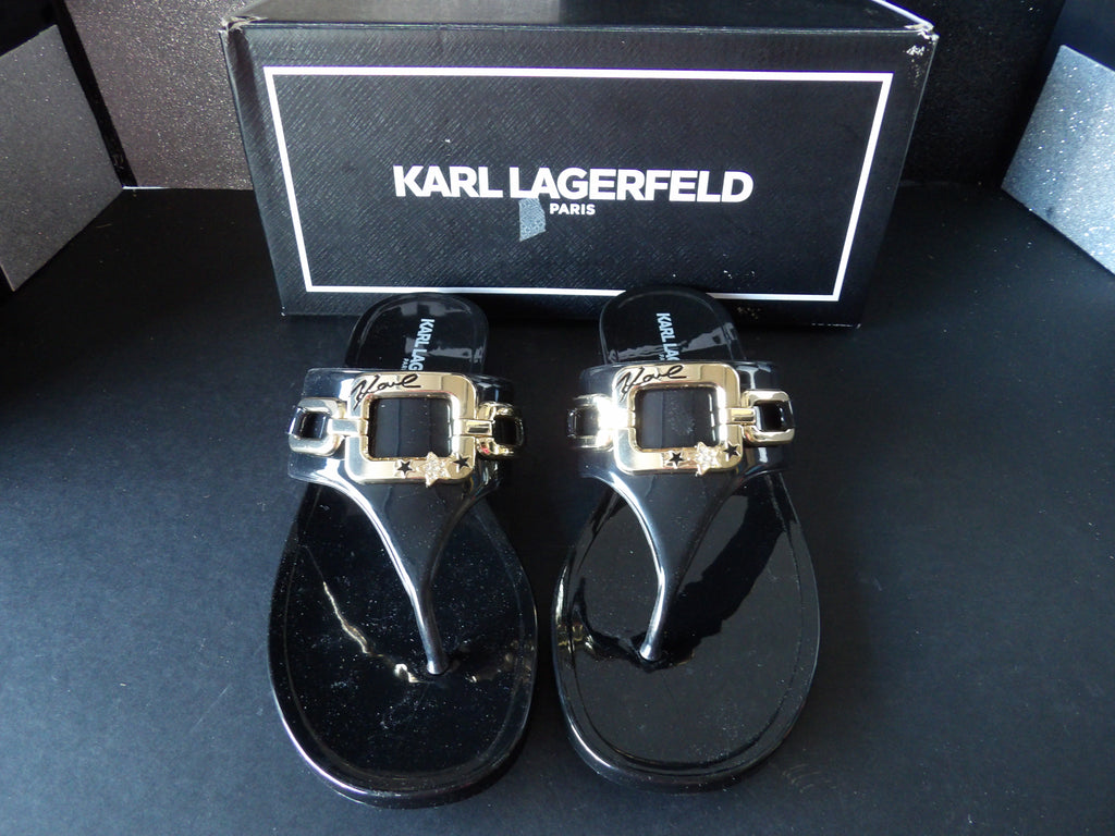 Karl Lagerfeld Vardice Flat Thong Sandals - Black (Size US Women's 7)