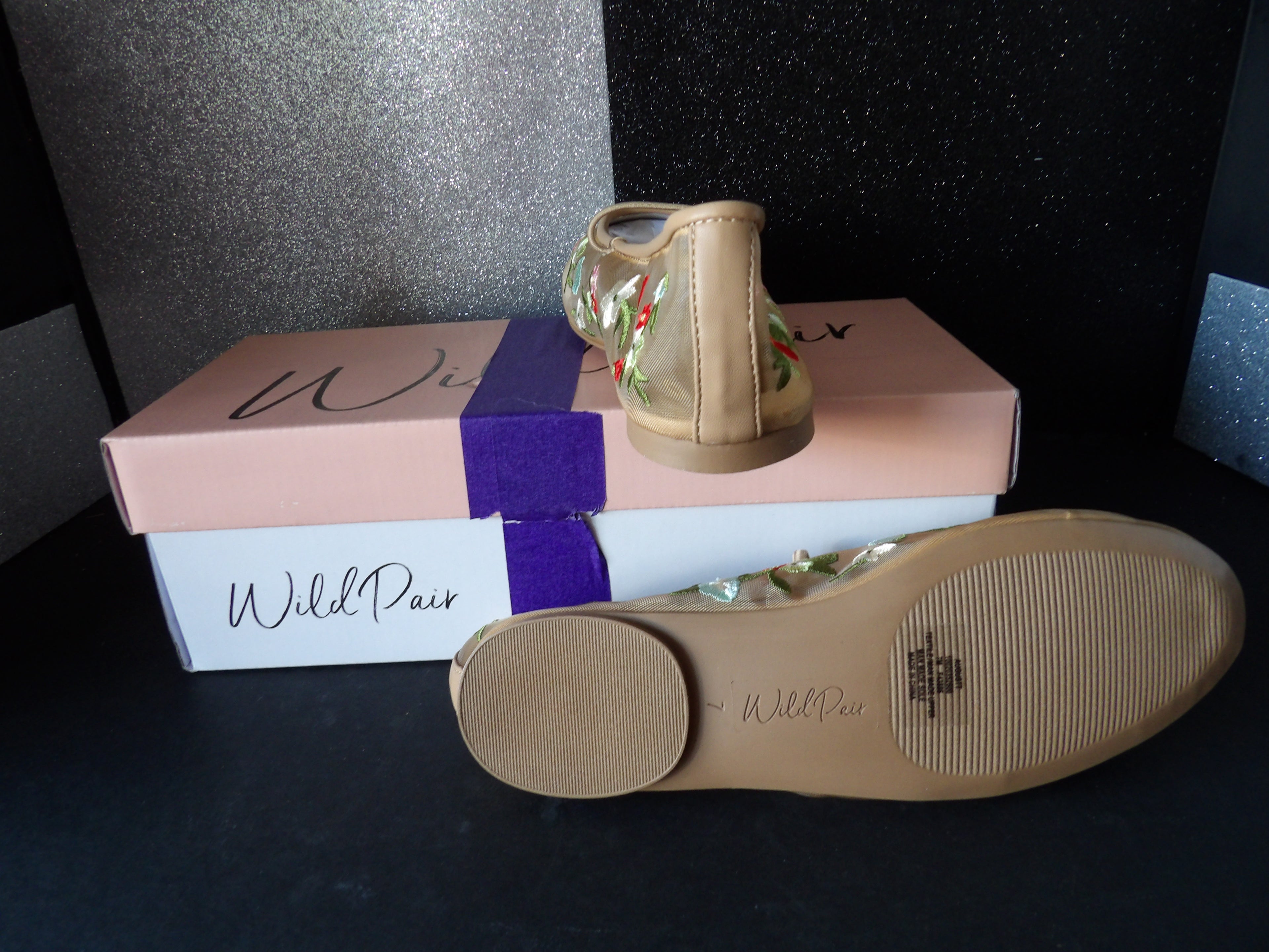 Wild Pair August Floral Embroidered Mesh Ballet Flats - Nude (Size US Women's 7)