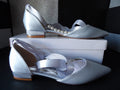 Bridal Satin Pearl Strap Flats - Light Blue (Size US Women's 8.5)