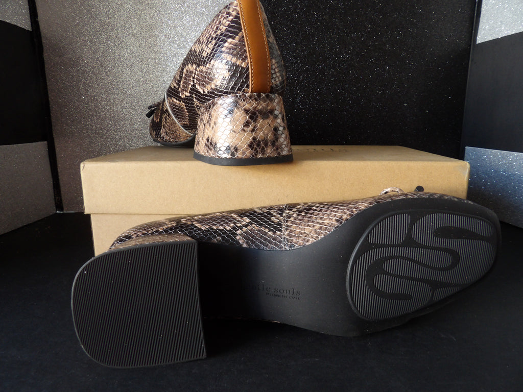 Gentle Souls Lancine Block Heel Pumps - Brown Snake Leather (Size US Women's 9.5)
