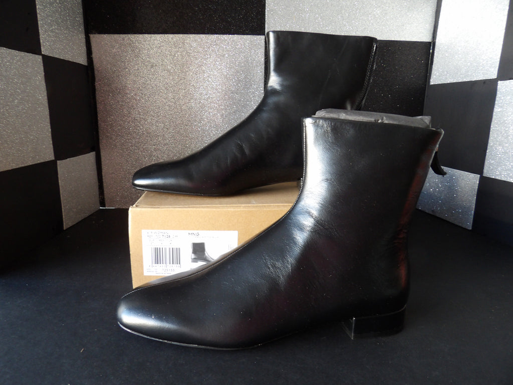 MANGO Clue 619 Leather Ankle Boots - Black (Size US Women's 9)