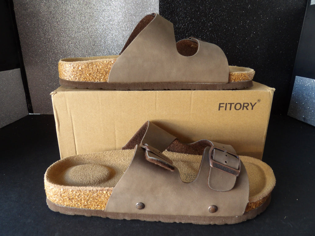 Filtory Jelercy Double Buckle Slide Sandals - Brown (Size US Women's 7)