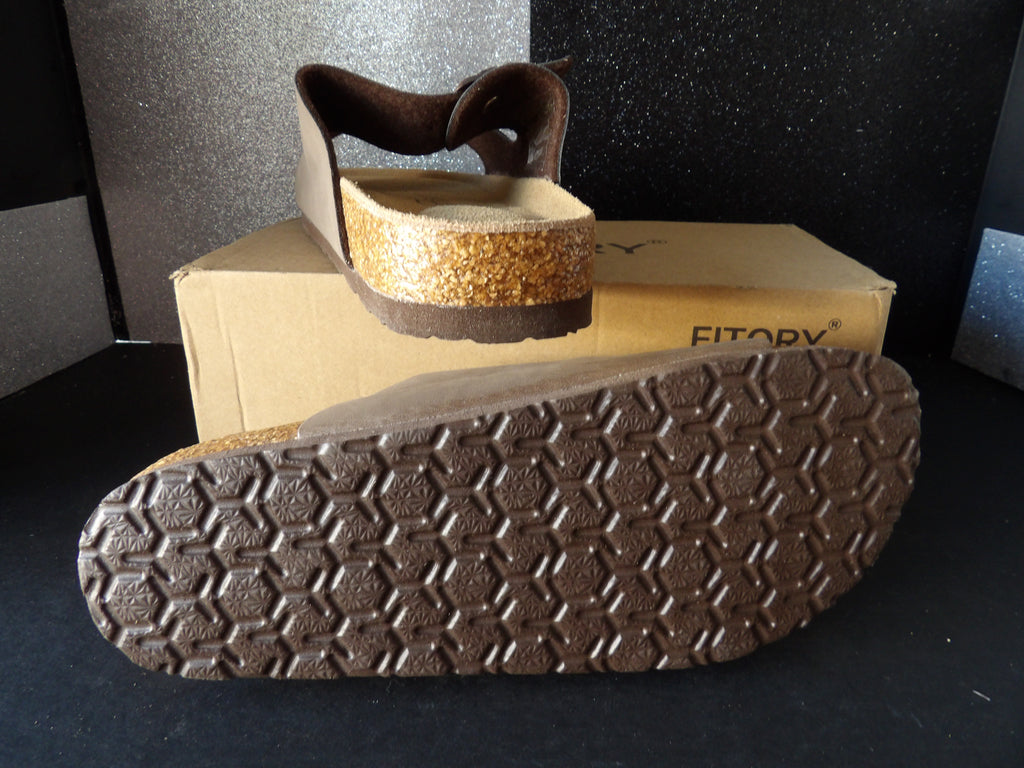 Filtory Jelercy Double Buckle Slide Sandals - Brown (Size US Women's 7)