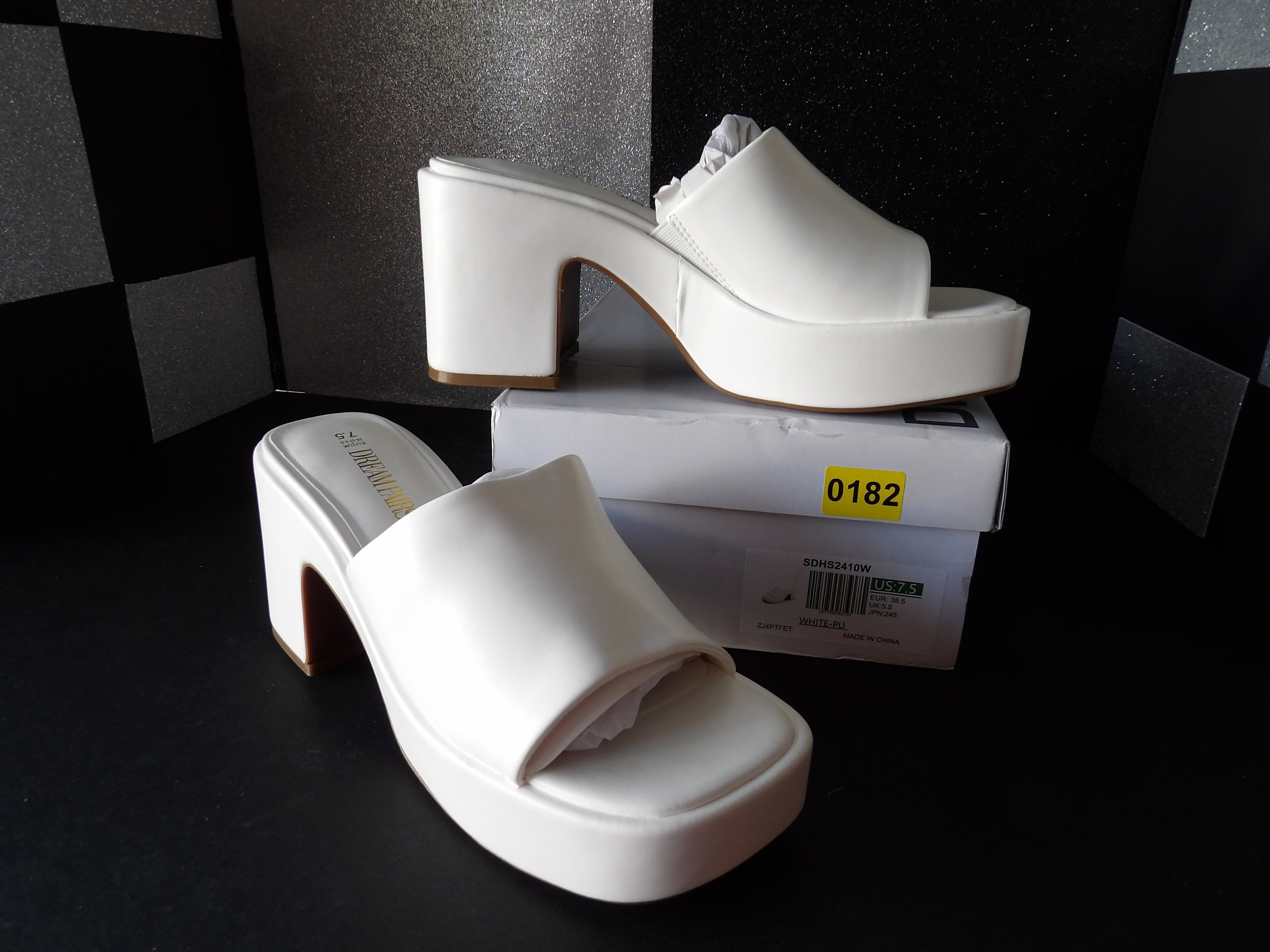 Dream Pairs Chunky Heels- White (US Women's 7.5)