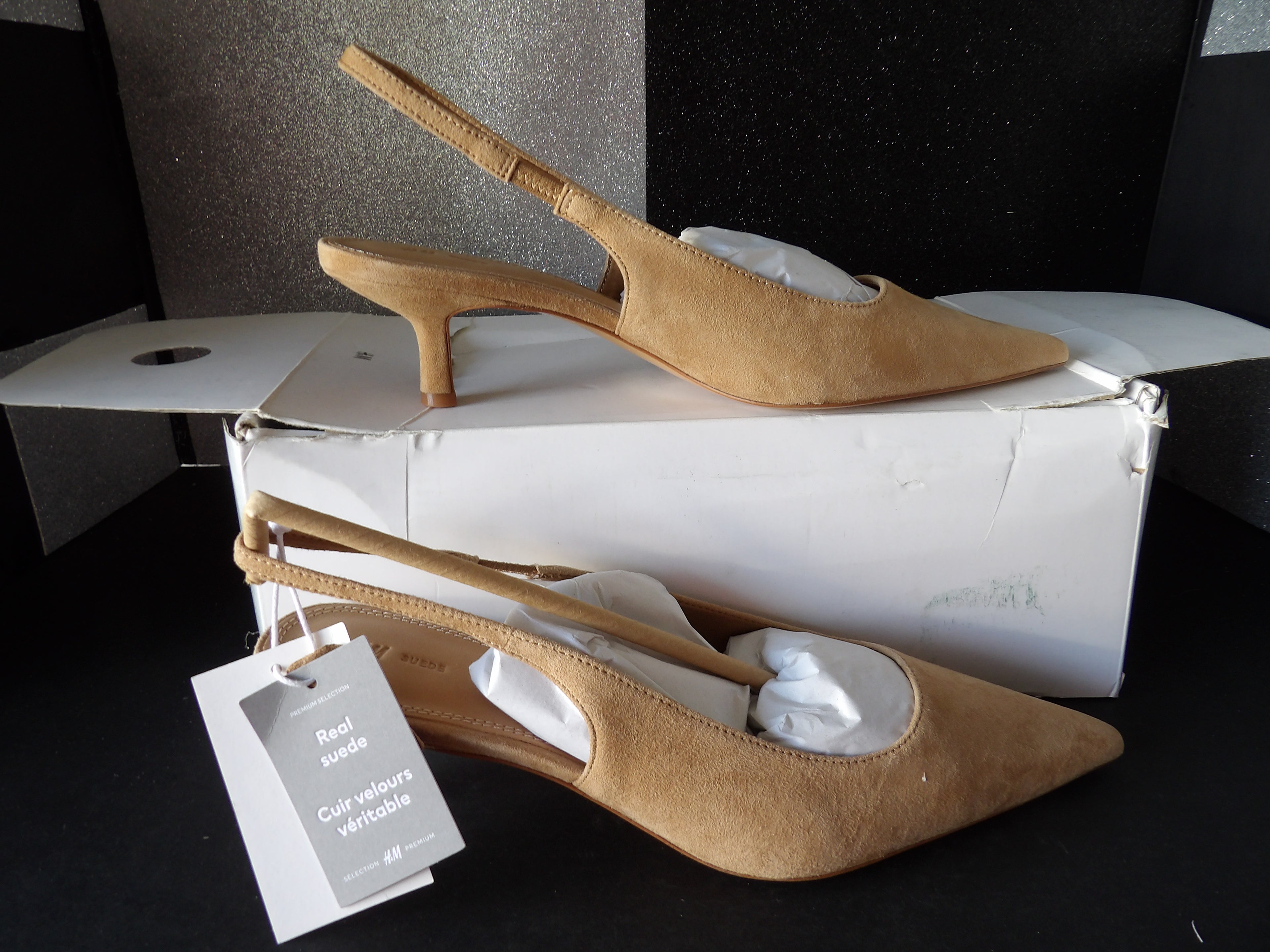 H&M Real Suede Heels- Tan (US Women's 8)