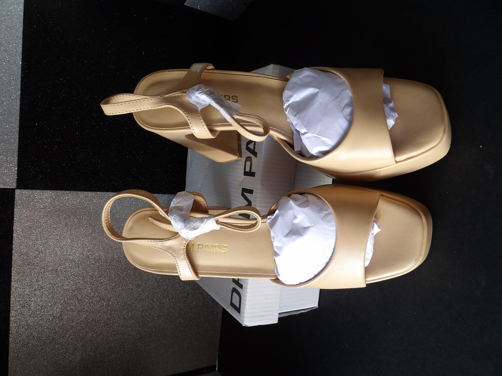 Dream Pairs Tall Block Heels- Beige (US Women's 8.5)