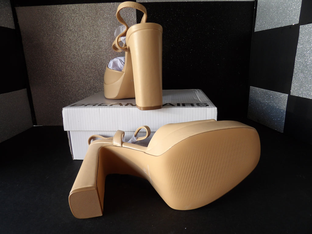 Dream Pairs Tall Block Heels- Beige (US Women's 8.5)