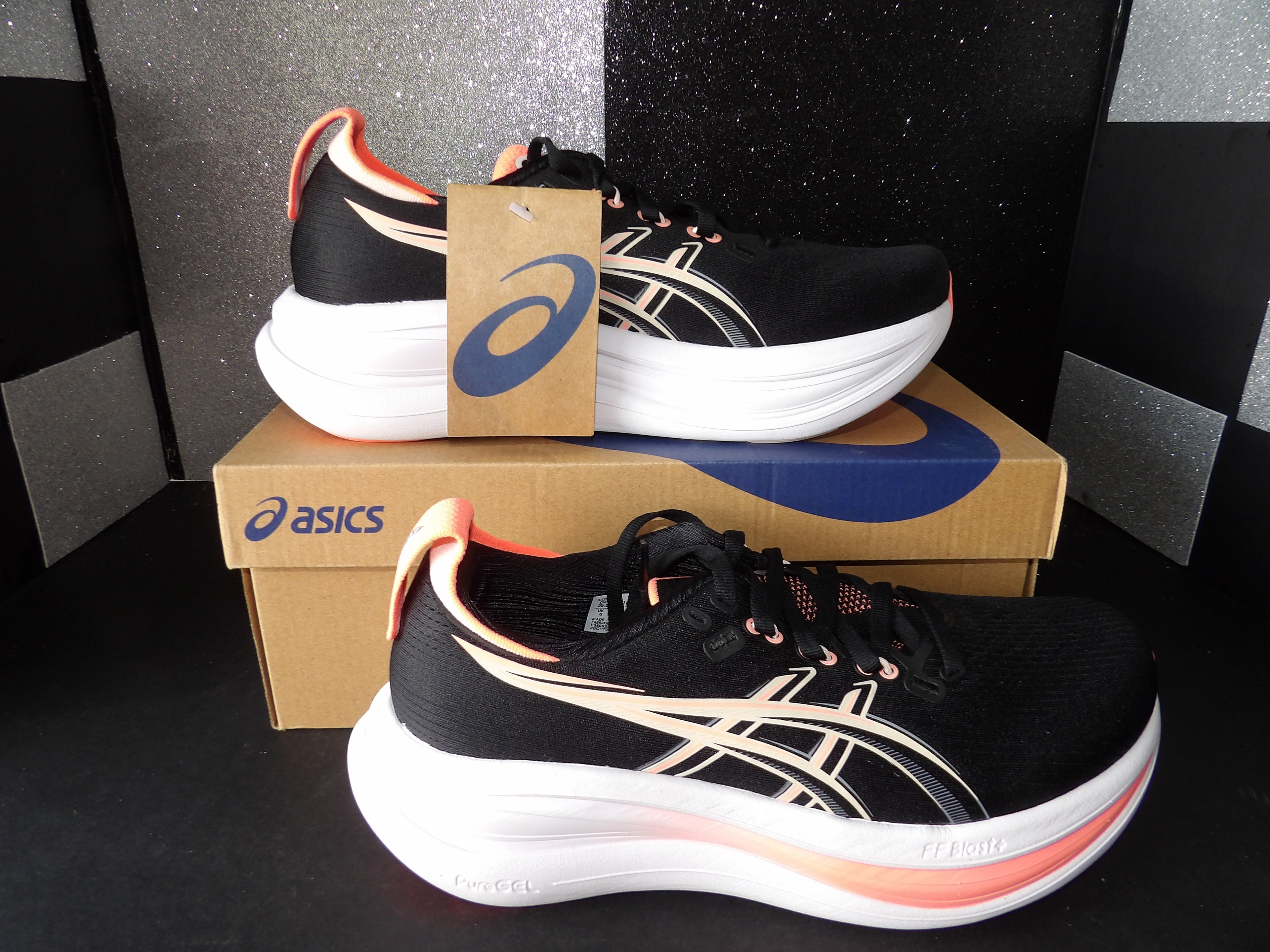 Asics Gel Nimbus 28 Sneakers- Black/Pink (US Women's 8)