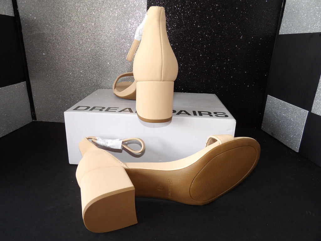 Dream Pairs Low Chunky Heel- Cream (US Women's 8.5)