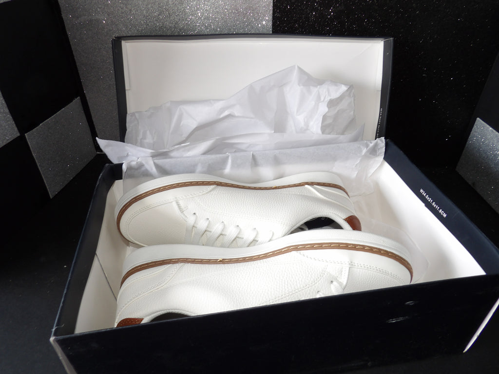 Nautica Jaro Sneakers - White/Brown Casual Lace-Up (Size US Men's 7.5)
