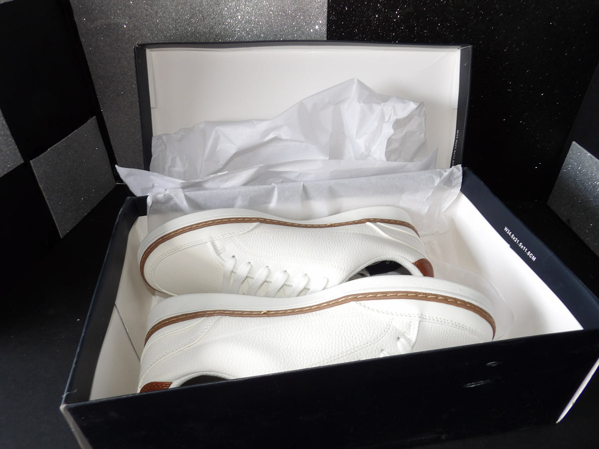 Nautica Jaro Sneakers - White/Brown Casual Lace-Up (Size US Men's 7.5)