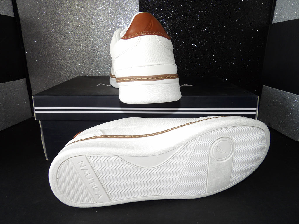 Nautica Jaro Sneakers - White/Brown Casual Lace-Up (Size US Men's 7.5)
