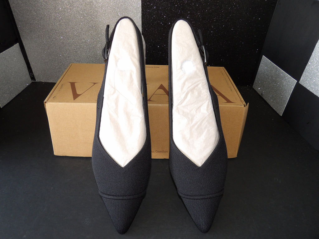 VIVAIA Addison Knit Slingback Kitten Heels - Black (Women's US 10.5)