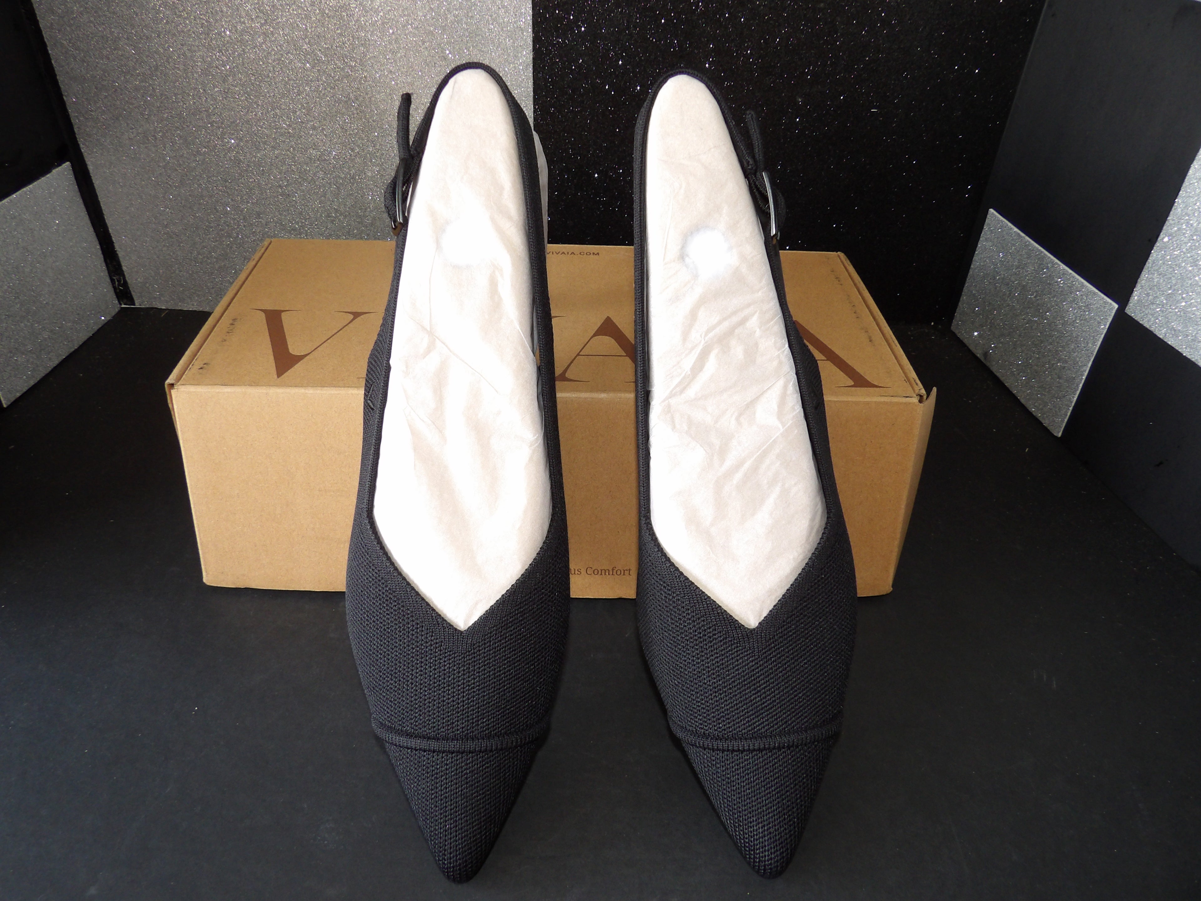 VIVAIA Addison Knit Slingback Kitten Heels - Black (Women's US 10.5)