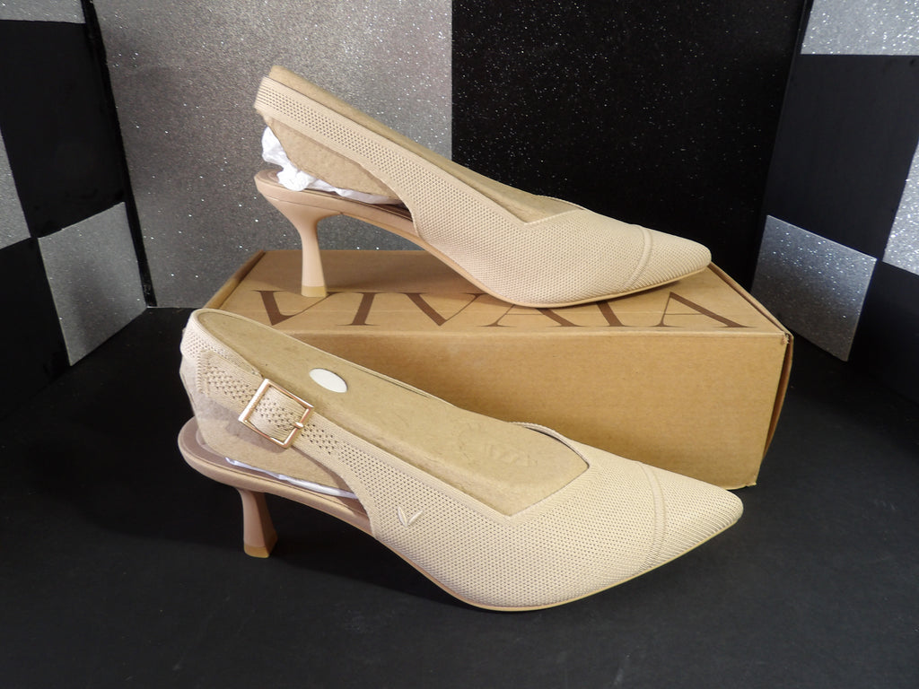 VIVAIA Addison Knit Slingback Kitten Heels - Tan (Women's US 10.5)