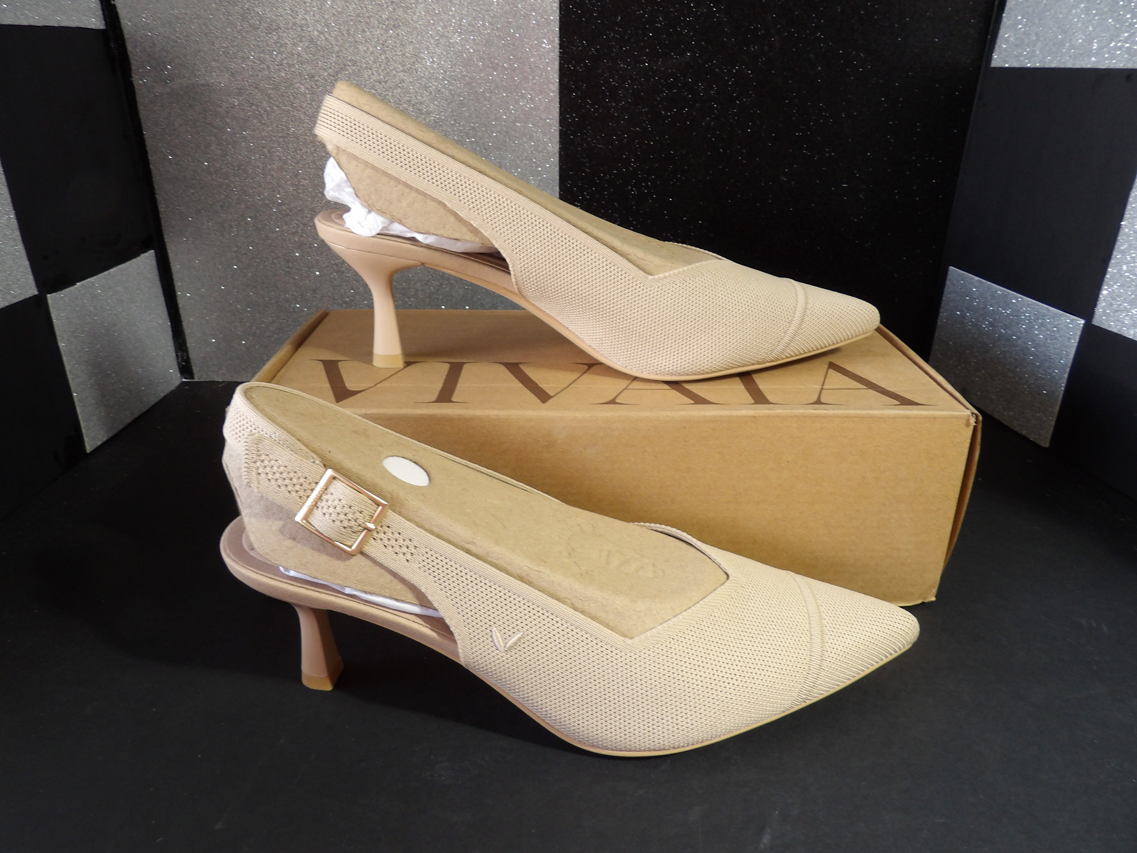 VIVAIA Addison Knit Slingback Kitten Heels - Tan (Women's US 10.5)