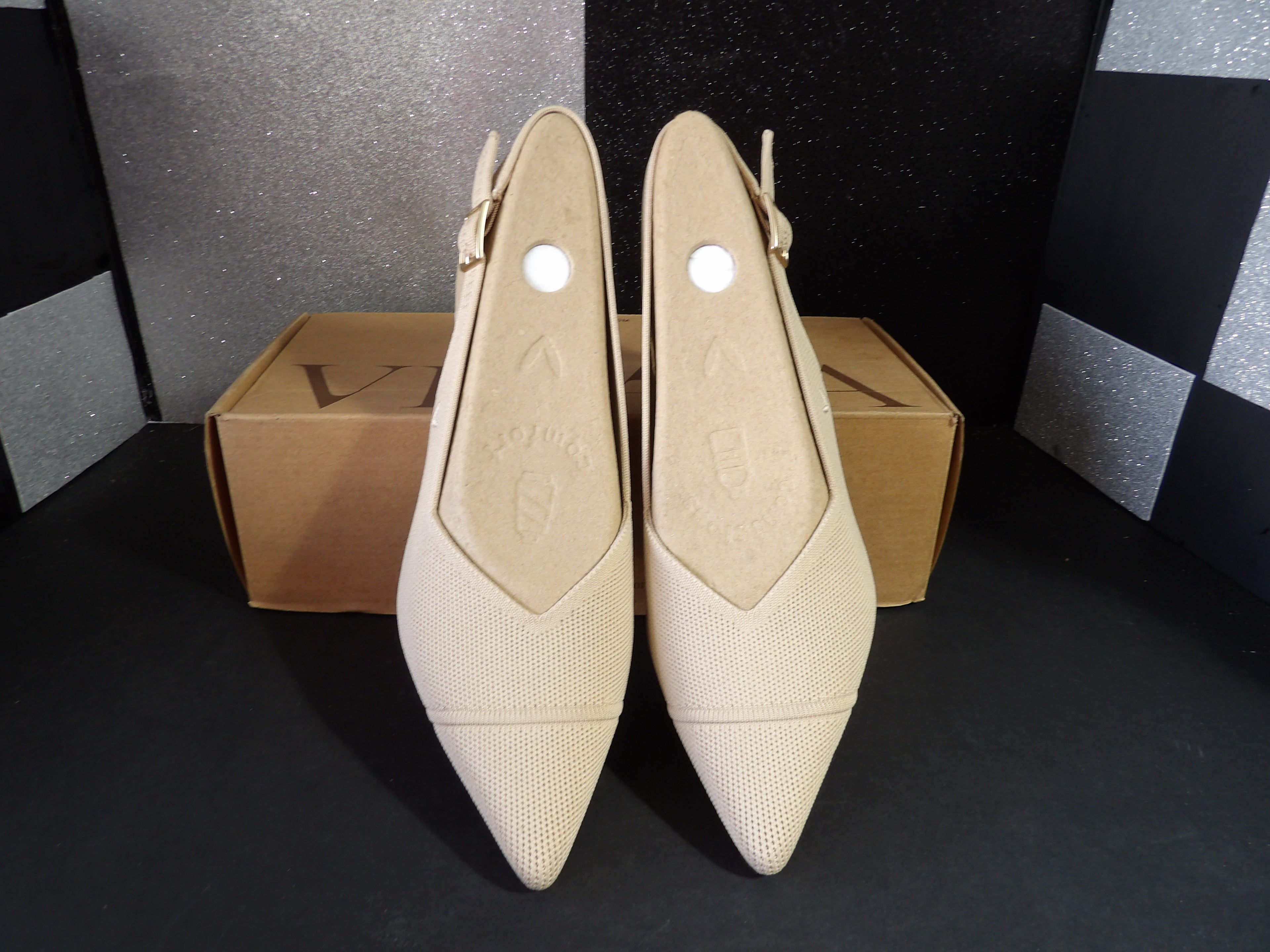 VIVAIA Addison Knit Slingback Kitten Heels - Tan (Women's US 10.5)