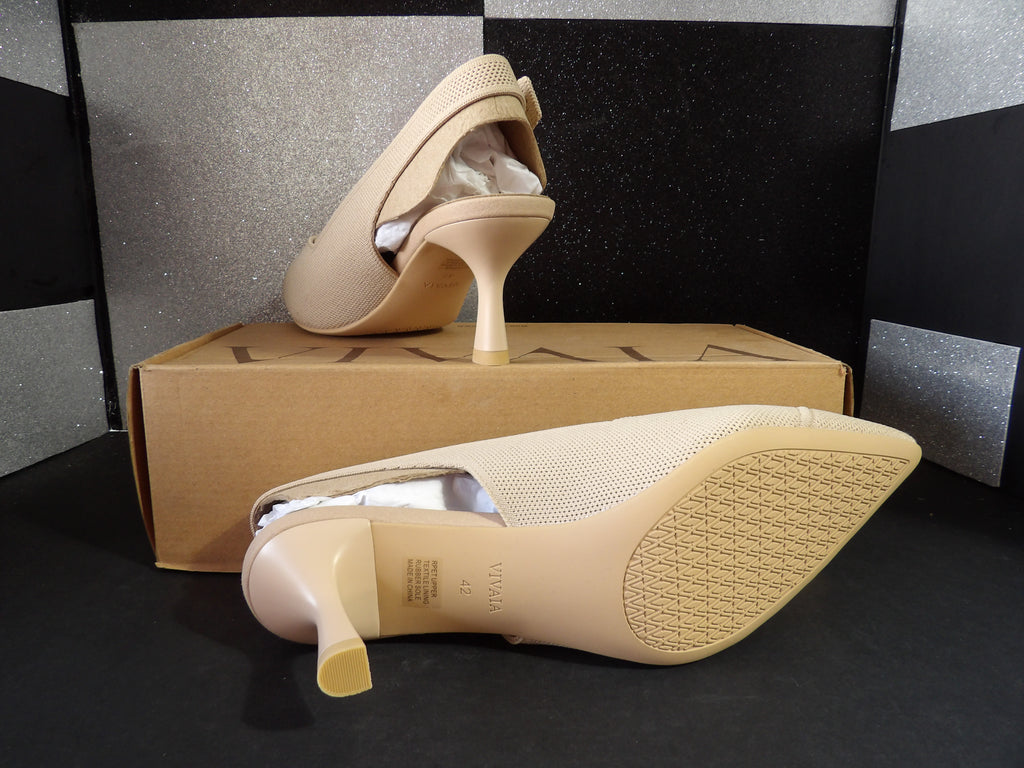 VIVAIA Addison Knit Slingback Kitten Heels - Tan (Women's US 10.5)