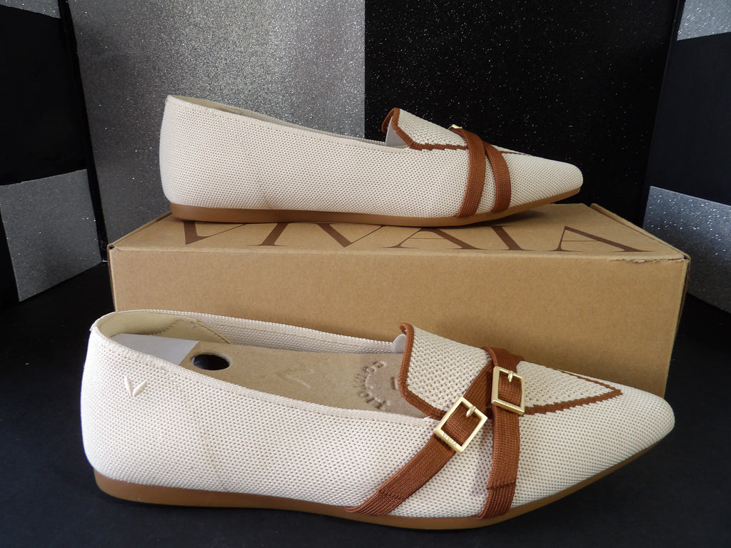 VIVAIA Marvis Knit Loafers – Ivory/Camel (Women's US Size 10)