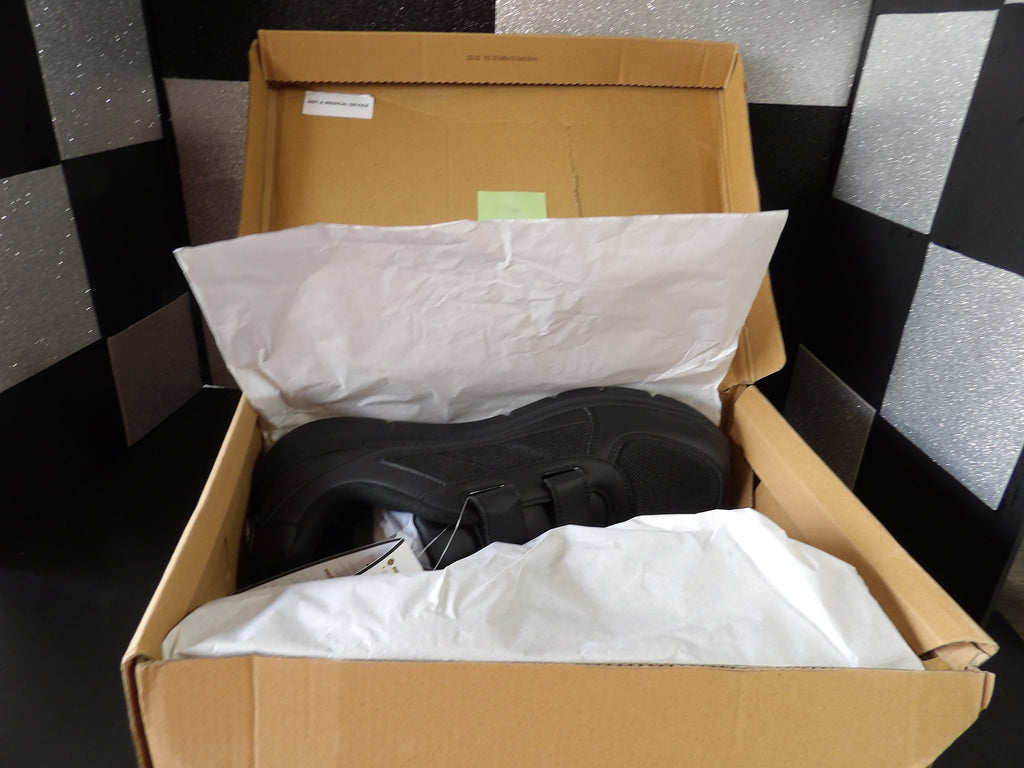 FitVille EasyTop Duo Strap V3 Walking Shoes – Jet Black (Men's US Size 13)