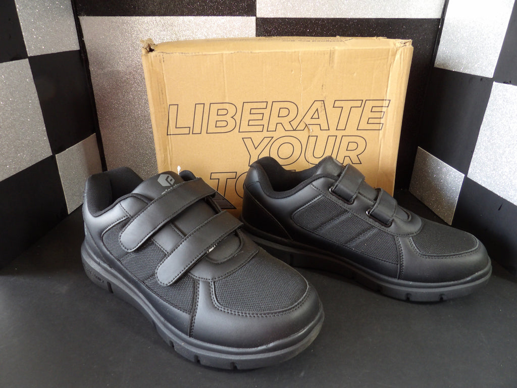 FitVille EasyTop Duo Strap V3 Walking Shoes – Jet Black (Men's US Size 13)