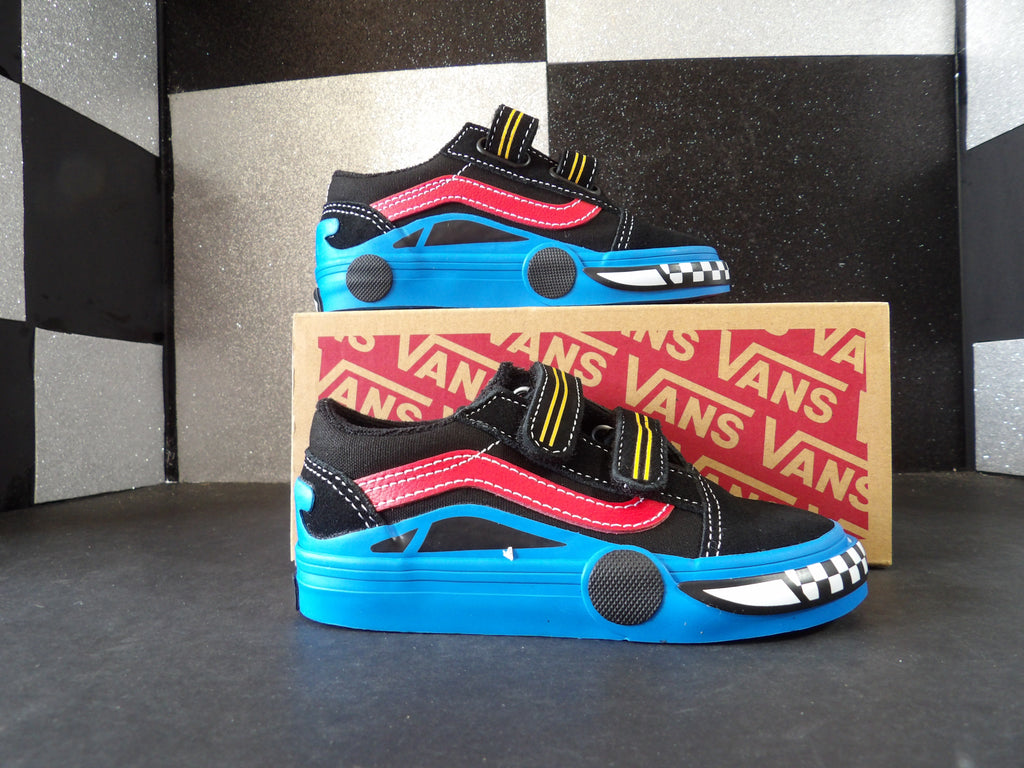 Vans Old Skool V Glow Car Sneakers – Black/Blue (Toddler Size 7)