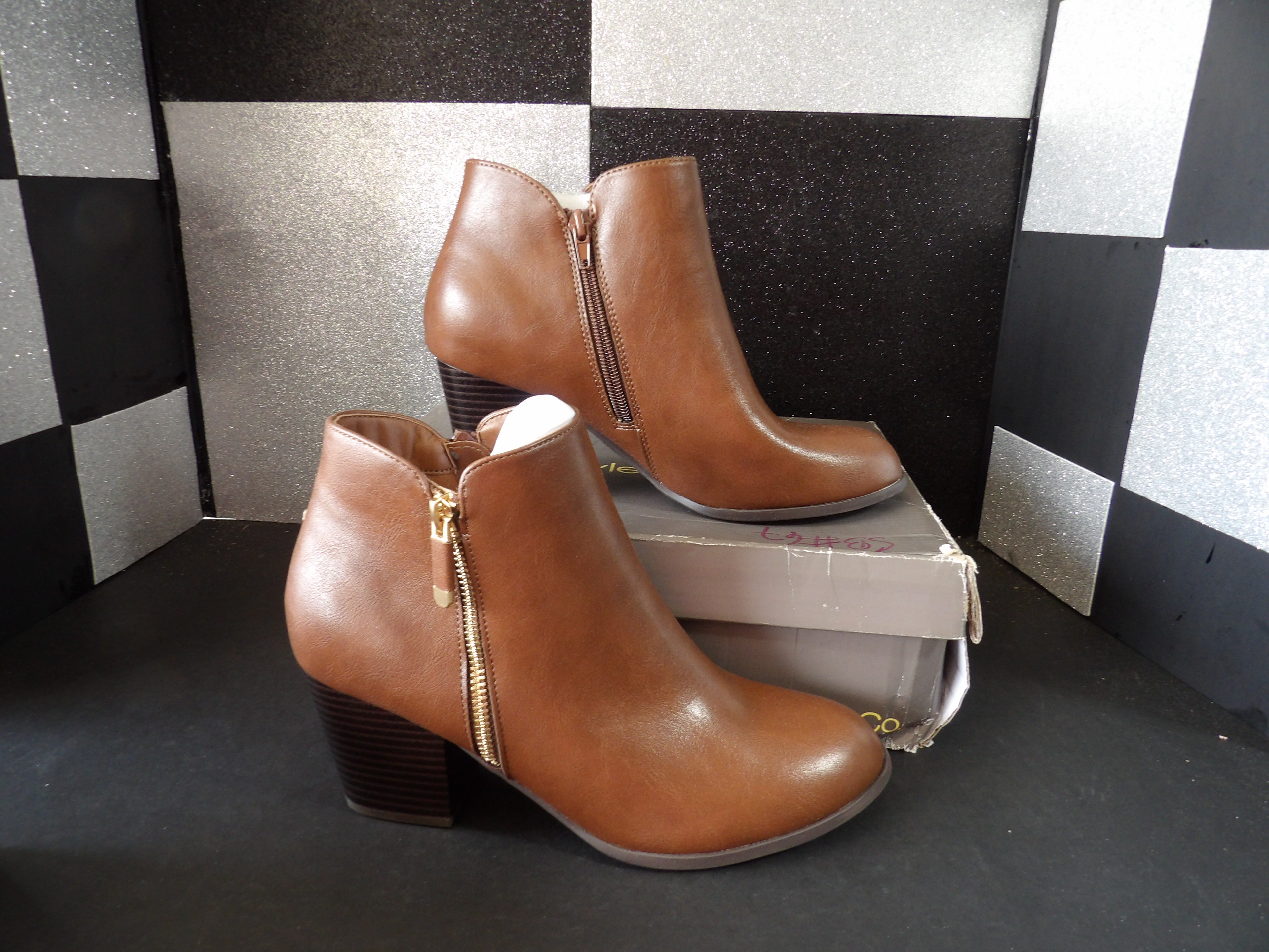 Style & Co Masrina Ankle Boots – Cognac Brown (Size US Women's 8.5)