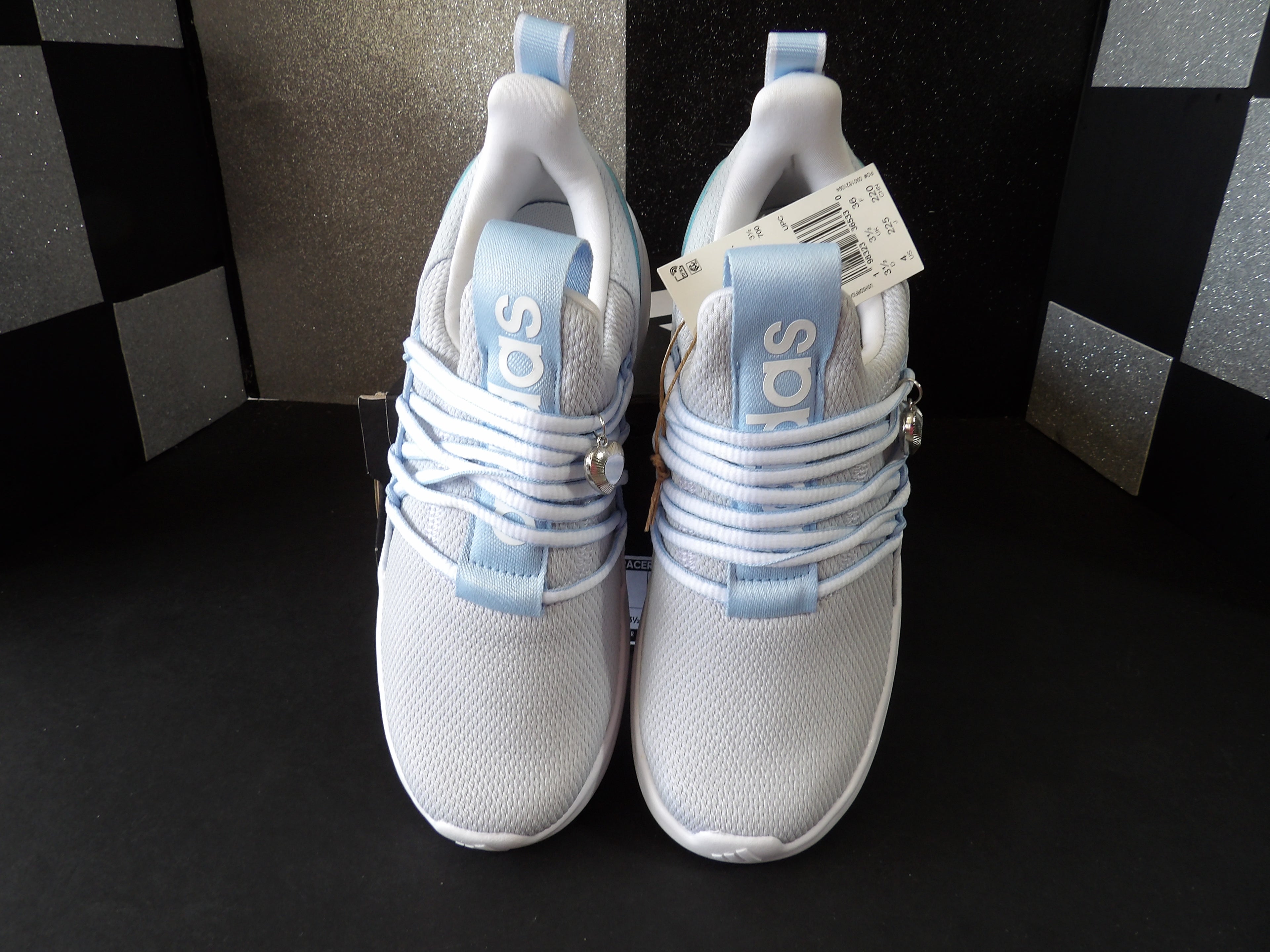 Adidas Light Racer 3.0 Cloudfoam – White/Light Blue (Size US Youth 4 W 5.5)