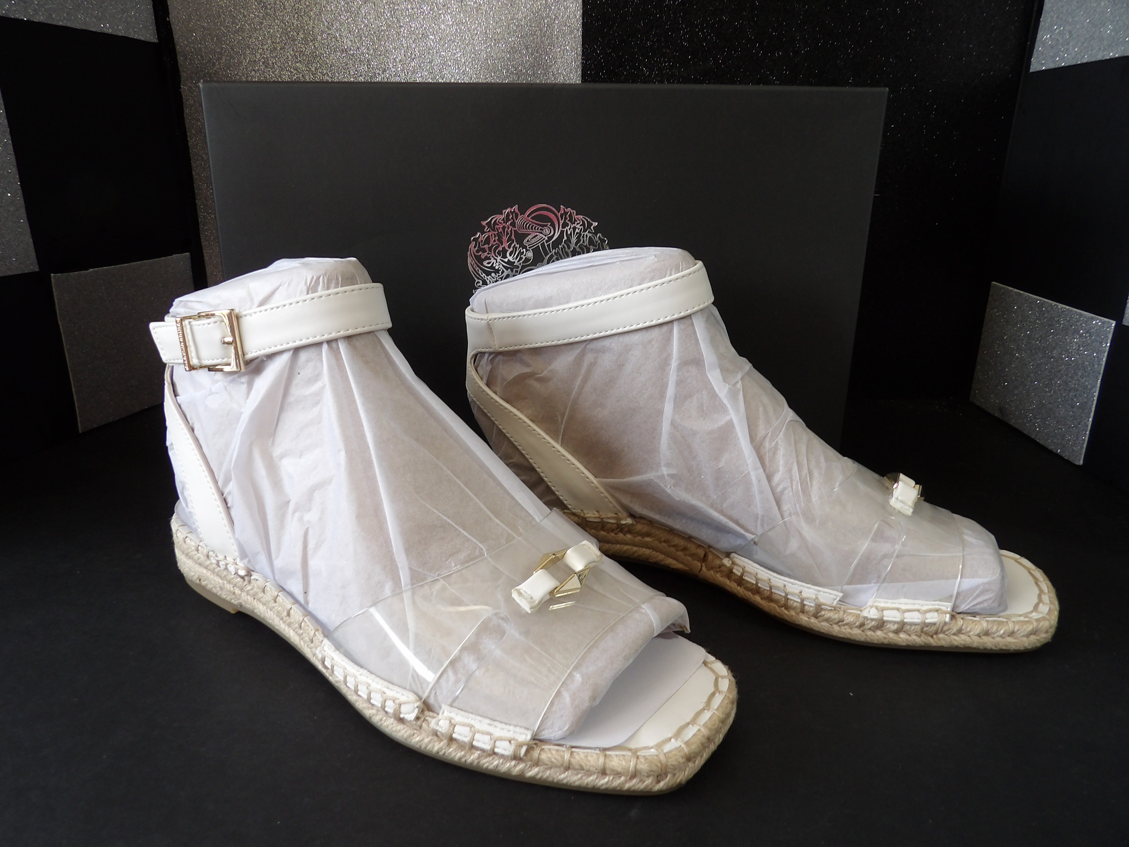 Vince Camuto Miriah Clear Espadrille Wedge Sandals – Clear/White Wide Width (Size US Women's 9W)