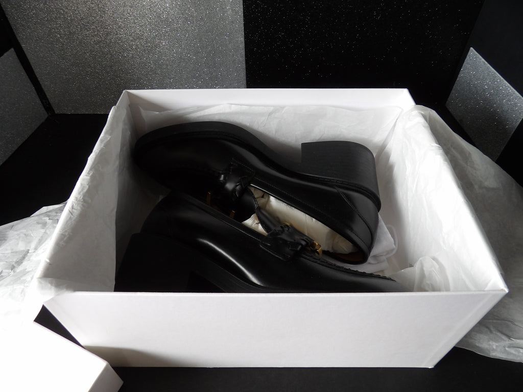Chloé Leather Horsebit Platform Loafer Pumps – Black (Size US Women's 7.5)