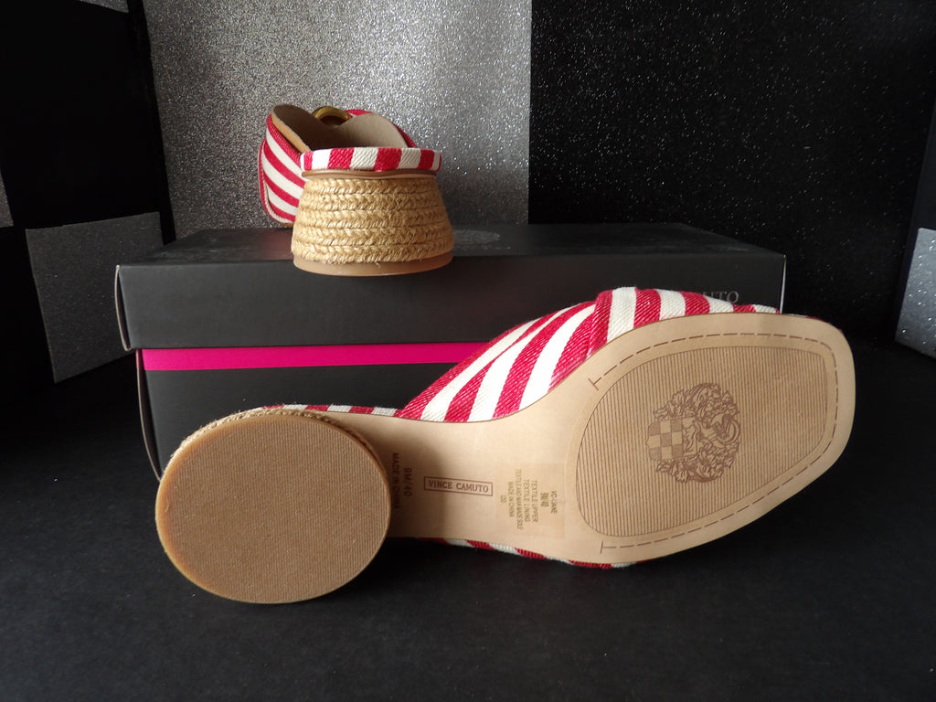 Vince Camuto Liane Espadrille Mule Sandals – Red/White Stripe (Size US Women's 9M)