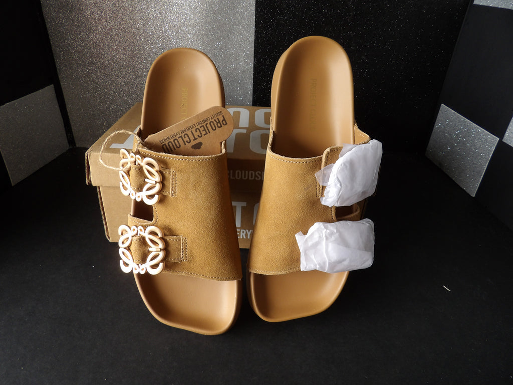 Project Cloud Velora Double Strap Slide Sandals – Camel Suede (Size US Women's 7M)